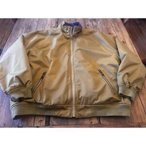 Orvis Size XL Men’s Bomber Jacket Coat Beige Fleece Lined Pockets